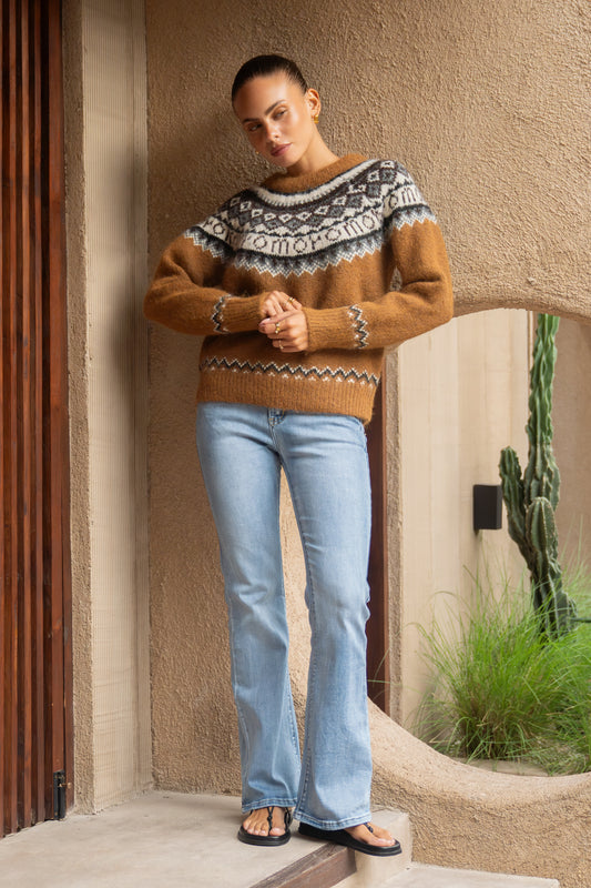 Irma Brown Fair Isle Knit Sweater
