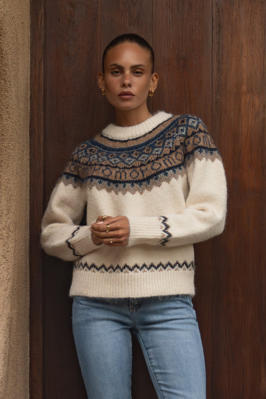 Irma Cream Fair Isle Knit Sweater