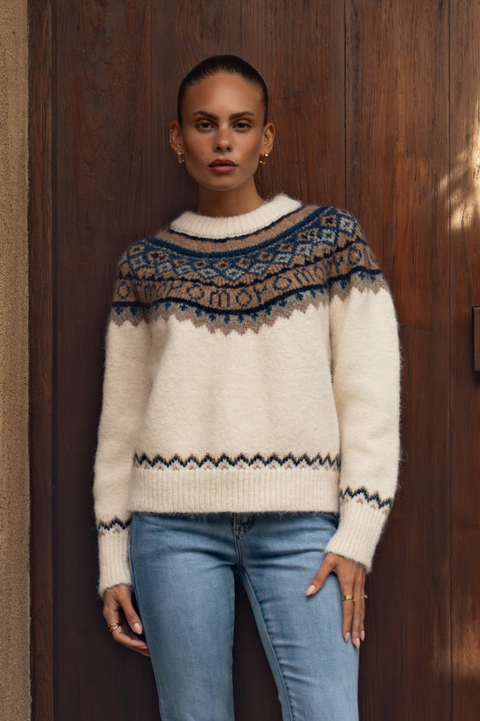 Irma Cream Fair Isle Knit Sweater