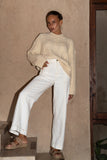 Meg Beige Cable Knit Sweater