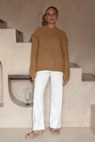 Meg Brown Cable Knit Sweater