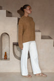 Meg Brown Cable Knit Sweater