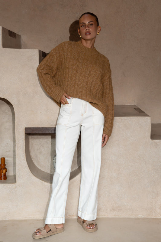 Meg Brown Cable Knit Sweater