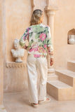 Margaret Pink Green Floral Knit Sweater