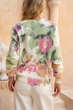 Margaret Pink Green Floral Knit Sweater