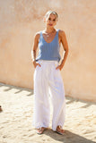 Cael White Linen Pants