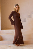 Saki Brown Knit Maxi Dress