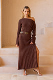 Saki Brown Knit Maxi Dress