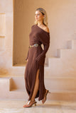 Saki Brown Knit Maxi Dress