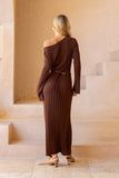 Saki Brown Knit Maxi Dress