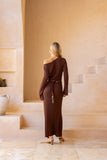 Saki Brown Knit Maxi Dress