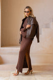 Saki Brown Knit Maxi Dress