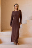 Saki Brown Knit Maxi Dress
