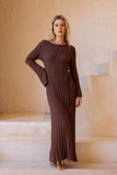 Saki Brown Knit Maxi Dress
