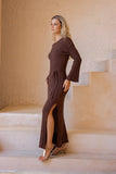 Saki Brown Knit Maxi Dress