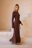 Saki Brown Knit Maxi Dress