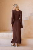 Saki Brown Knit Maxi Dress