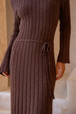 Saki Brown Knit Maxi Dress