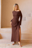 Saki Brown Knit Maxi Dress