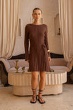 Suri Brown Knit Mini Dress