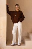 Alia Brown Cable Knit Sweater