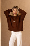 Alia Brown Cable Knit Sweater