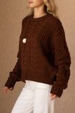 Alia Brown Cable Knit Sweater