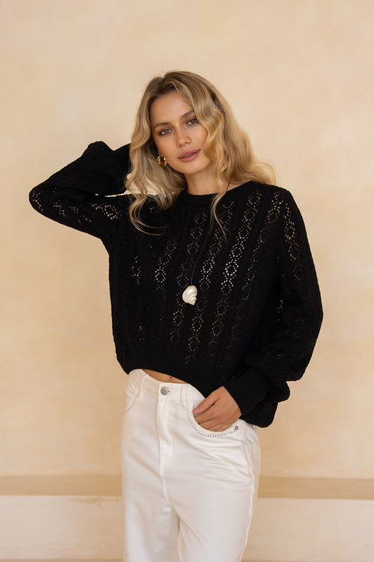 Kinsley Black Pointelle Knit