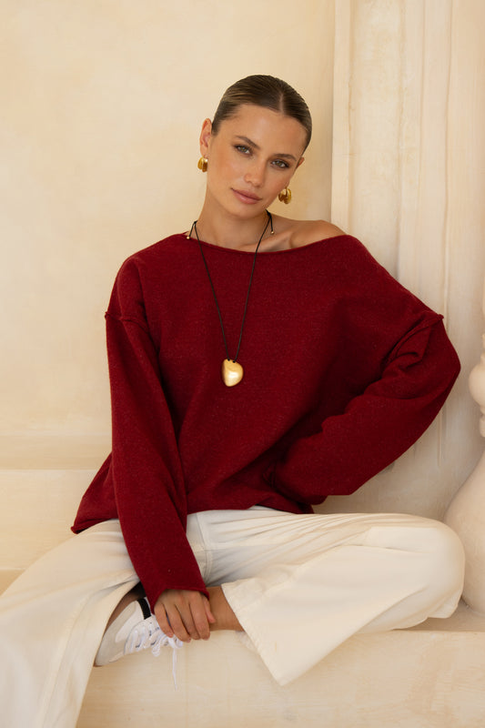 Ginny Burgundy Knit Sweater