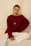 Ginny Burgundy Knit Sweater