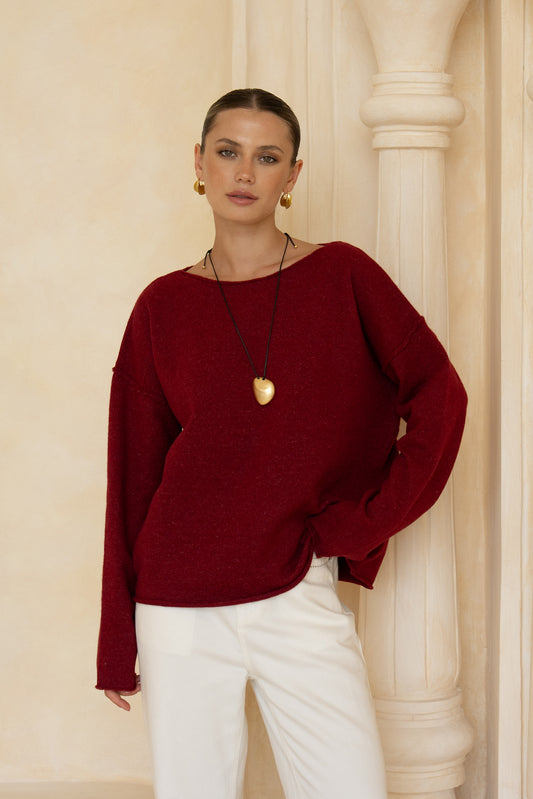 Ginny Burgundy Knit Sweater