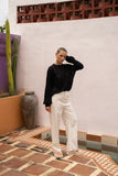 Haisley Black Pointelle Knit Sweater