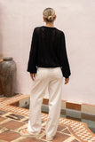 Haisley Black Pointelle Knit Sweater