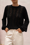 Haisley Black Pointelle Knit Sweater