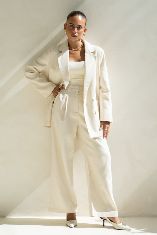 Keke Beige Double Breasted Blazer
