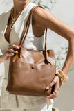 Nika Brown Leather Pocket Tote Bag