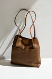 Nika Brown Leather Pocket Tote Bag