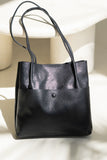 Nika Black Genuine Leather Pocket Tote Bag