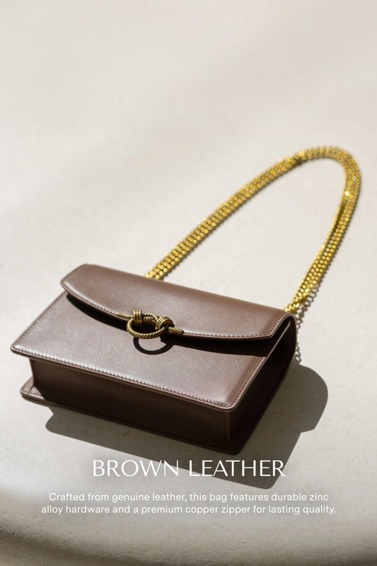 Jodie Brown Genuine Leather Mini Chain Crossbody Bag