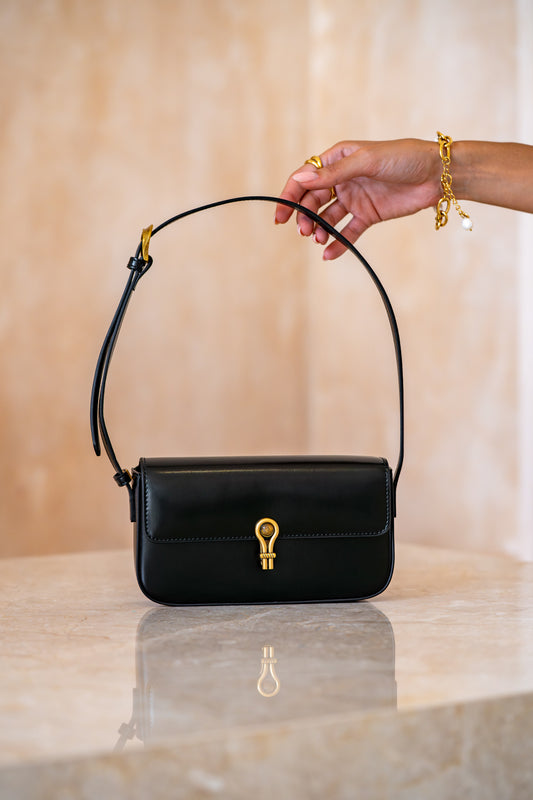 Bridget Locket Black Genuine Leather Shoulder Bag