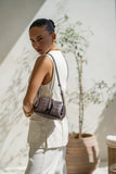 Jenni Brown Genuine Lambskin Leather Woven Mini Crossbody Bag