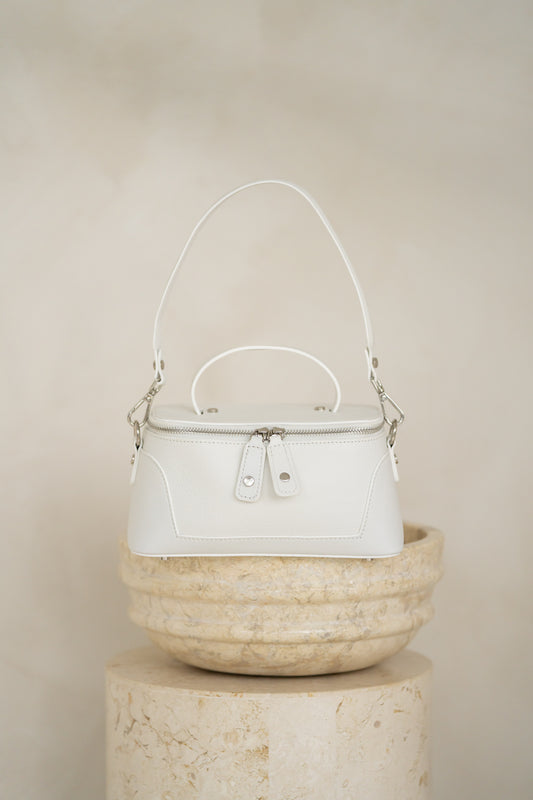 Lucy Ivory White Leather Mini Top Handle Bag