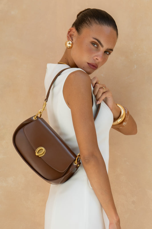Mara Brown Genuine Leather Shoulder Bag