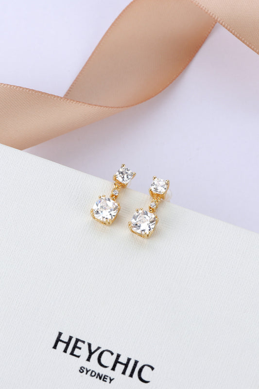 Jolie Zircon Gold Drop Earrings