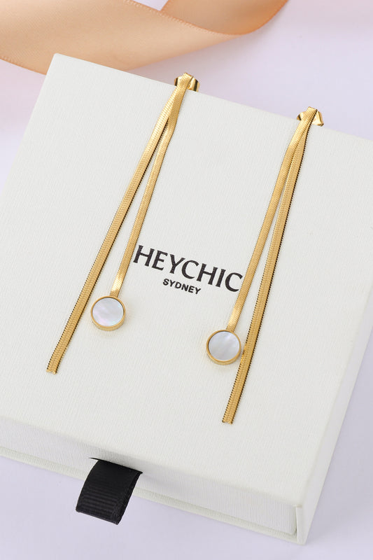 Velour Gold Chain Pearl Drop Earrings