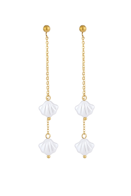 Mari Shell Drop Gold Earrings