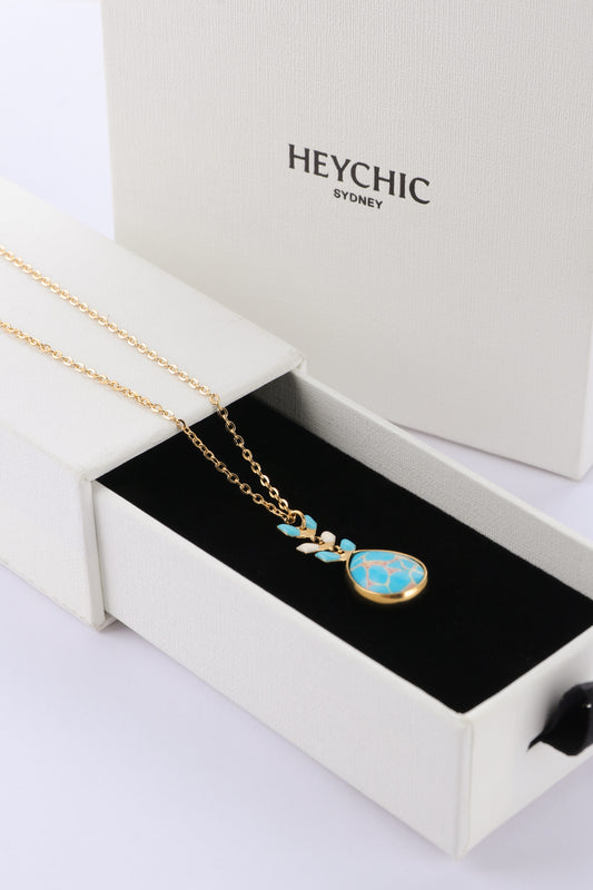 Azulena Blue Stone Pendant Gold Necklace