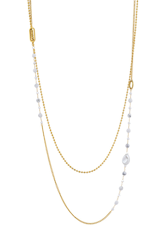 Eira Howlite Gold Necklace