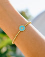 Aqua Blue Gold Star Bead Bracelet