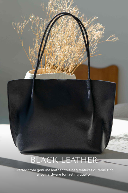 Alex Black Genuine Leather Tote Bag